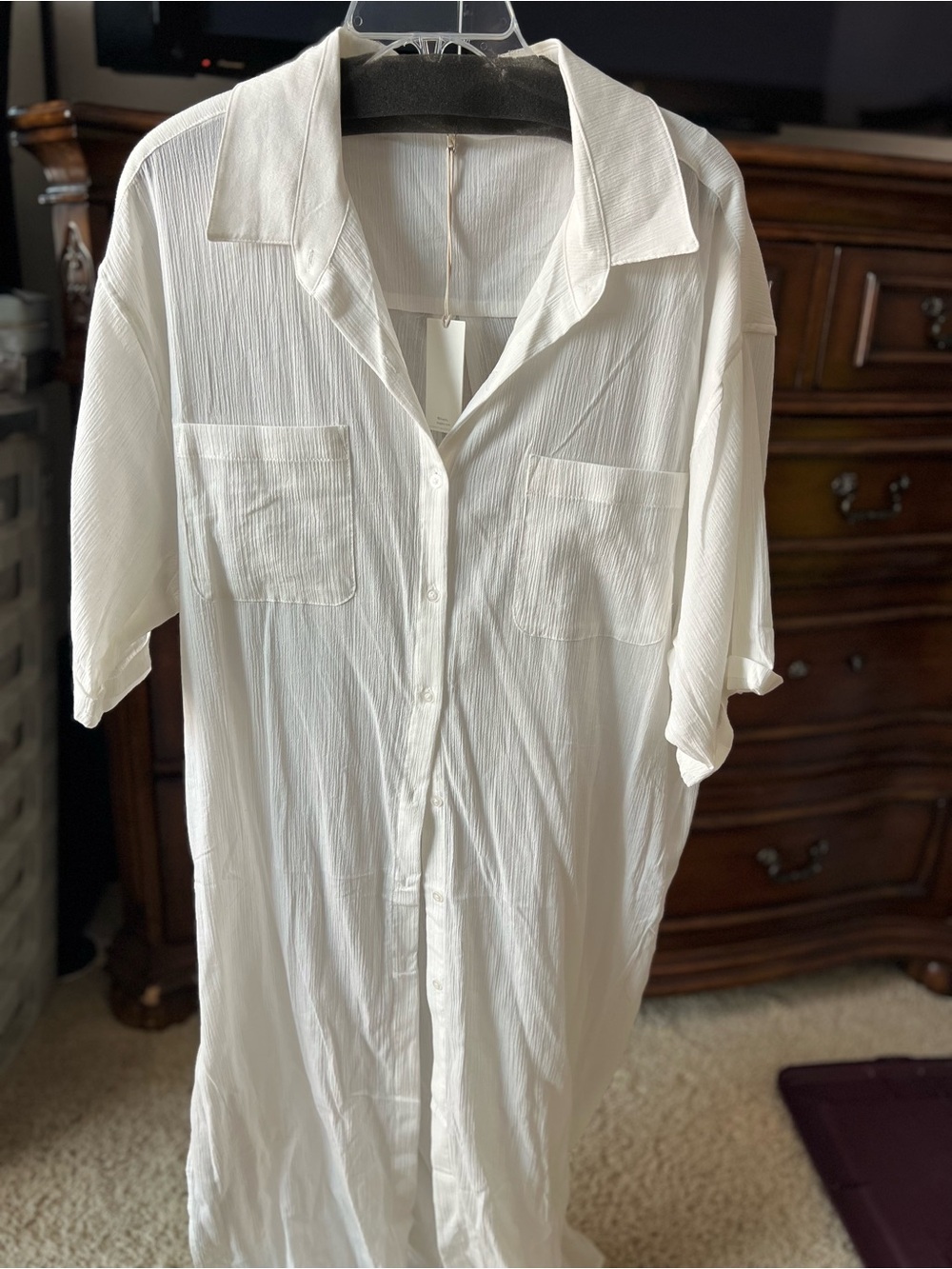 Z Supply White Button-Up Shirt Dress